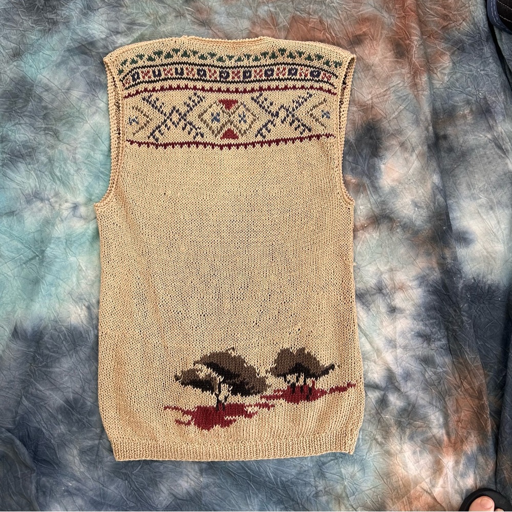 Vintage 1990s Ralph Lauren Safari Collection Sweater Vest with Elephant Motif S - Picture 4 of 4
